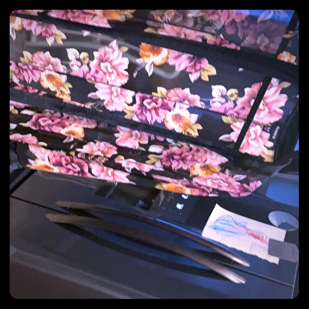 BLACK CHIFFON FLOCKED FLORAL LONGLINE KIMONO